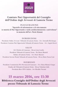 Sportello antiviolenza_Comitato Pari Opportunità Avvocati_ Lamezia